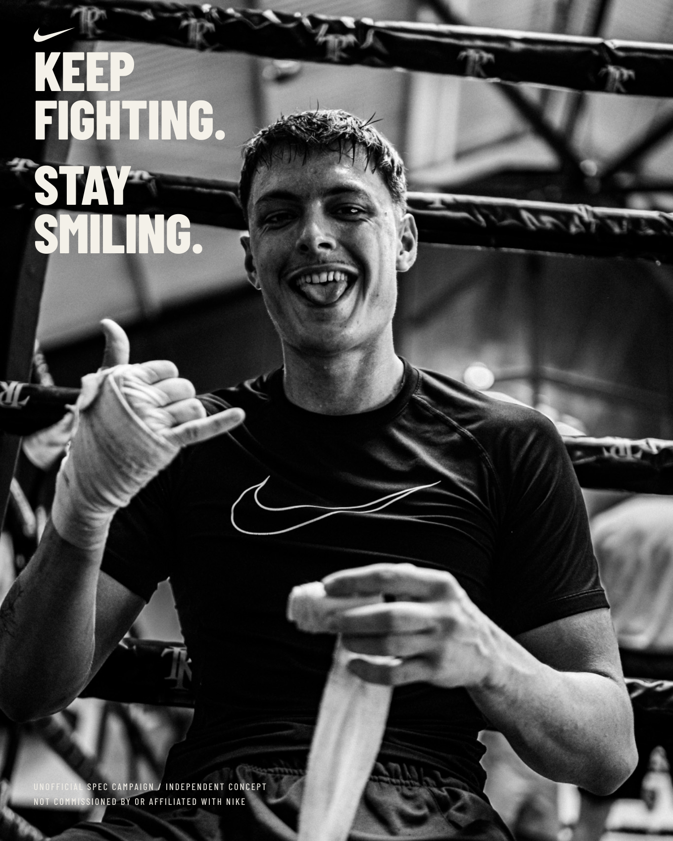 Four-by-five campaign hero with the headline Keep Fighting. Stay Smiling.