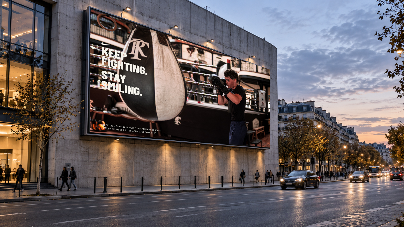 The horizontal campaign displayed on a large urban billboard.